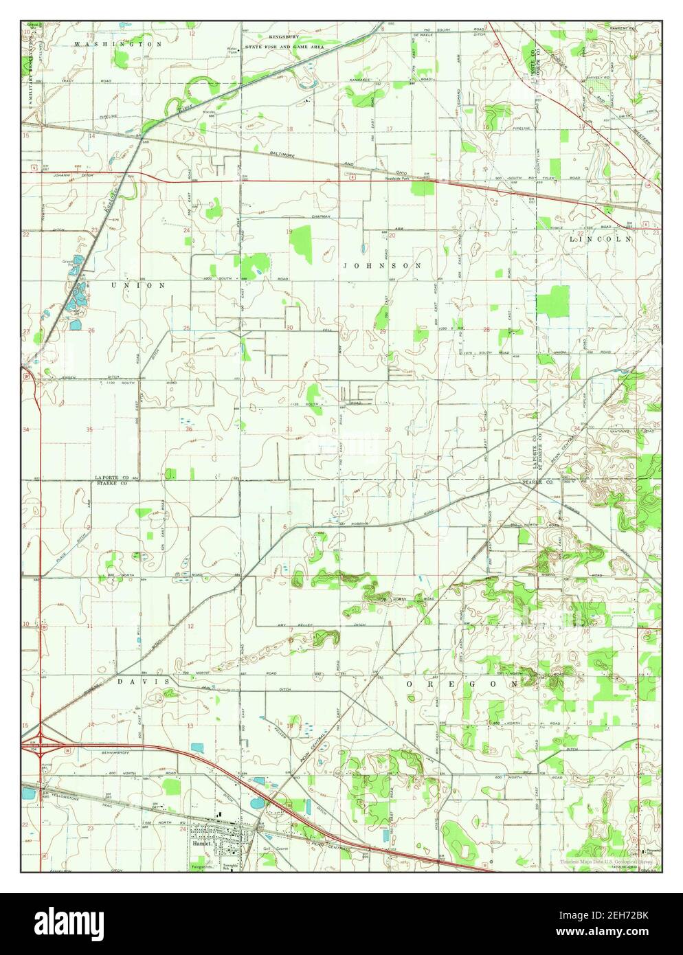 Hamlet, Indiana, map 1969, 124000, United States of America by