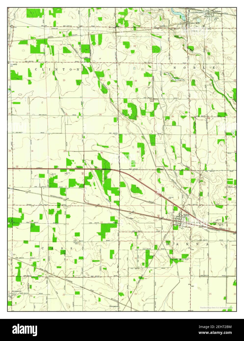 Hanna, Indiana, map 1958, 124000, United States of America by Timeless