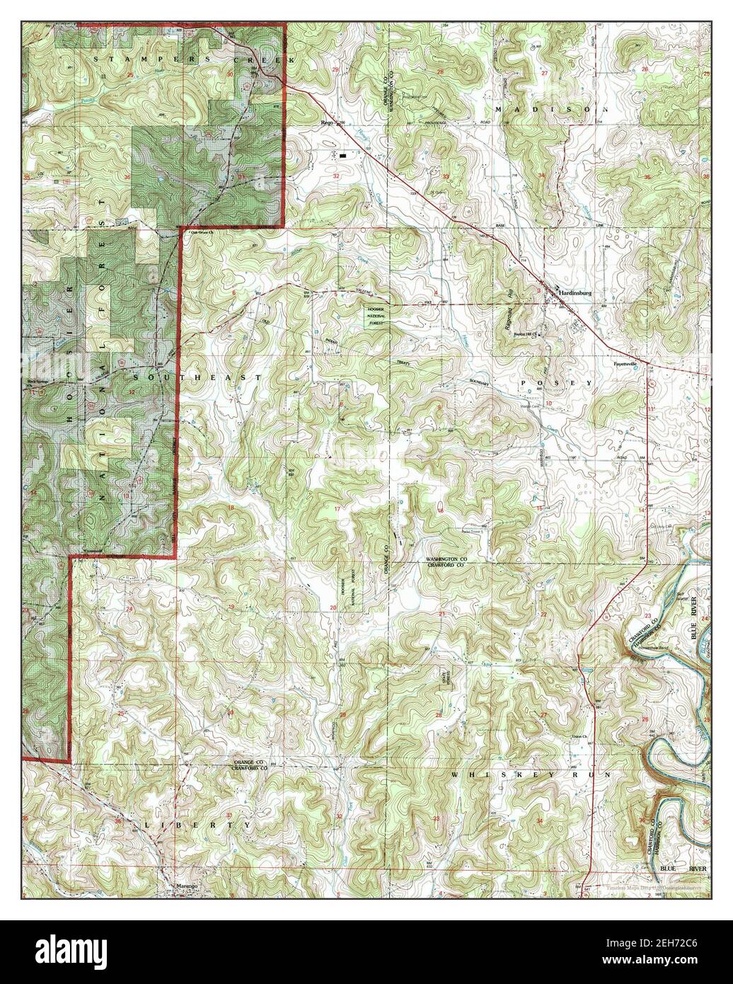 Hardinsburg, Indiana, map 1993, 124000, United States of America by