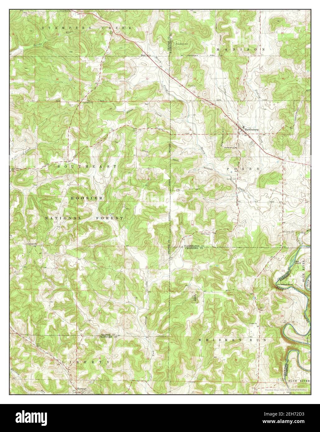 Hardinsburg, Indiana, map 1966, 124000, United States of America by