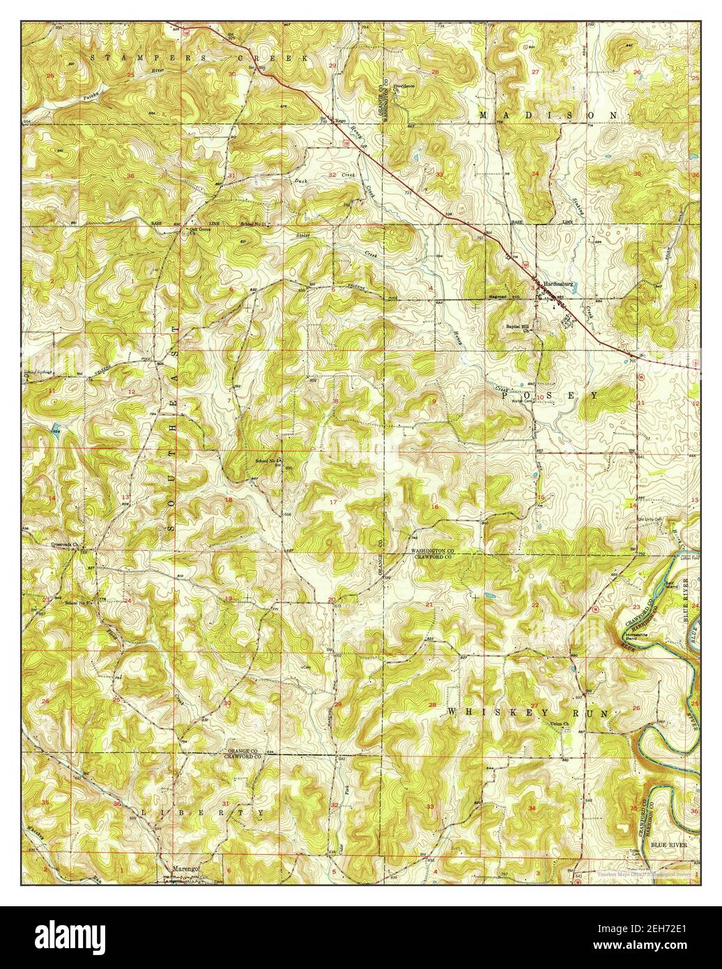 Hardinsburg, Indiana, map 1949, 124000, United States of America by