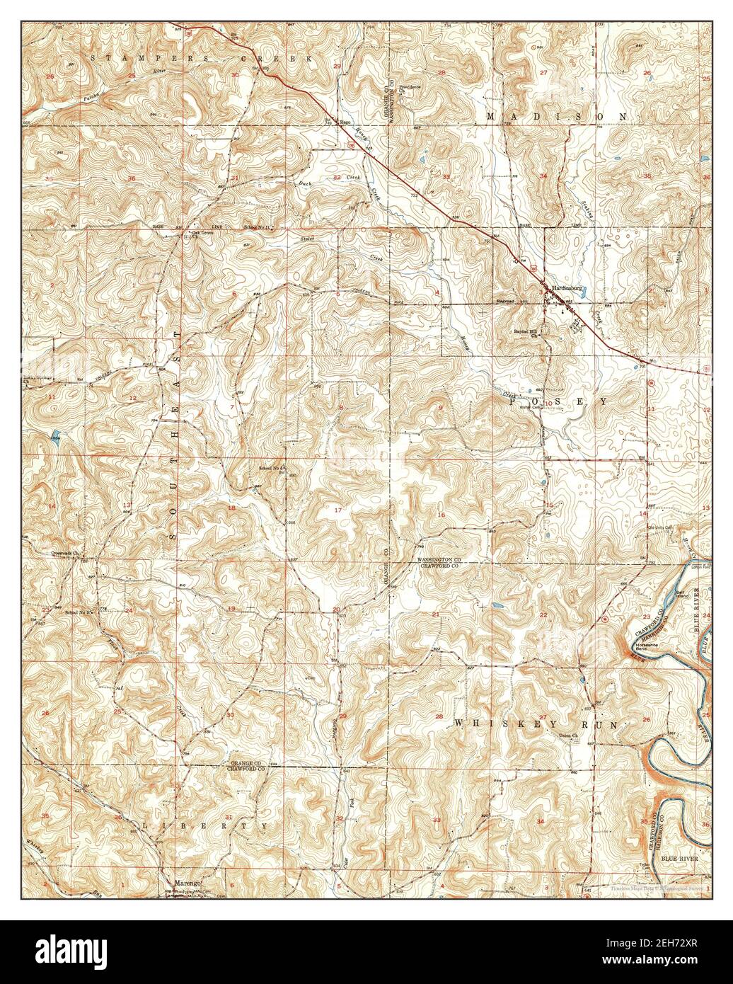 Hardinsburg, Indiana, map 1949, 124000, United States of America by