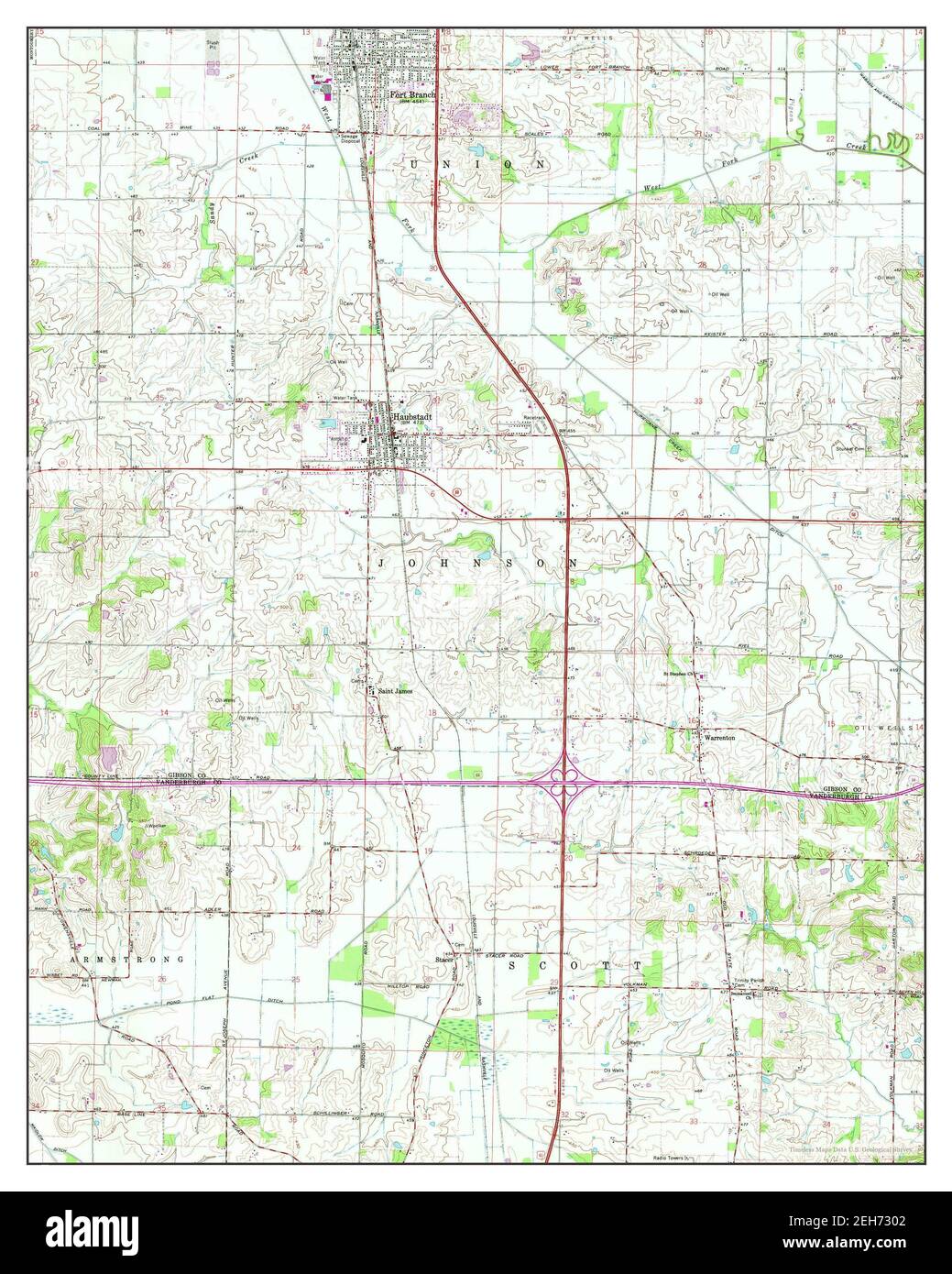 Haubstadt, Indiana, map 1961, 124000, United States of America by