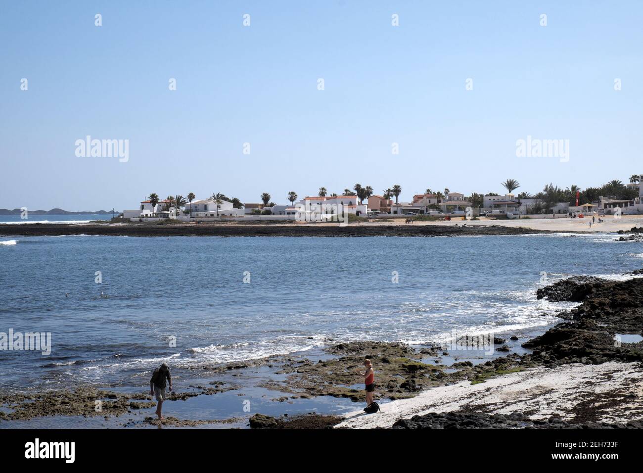 Beach side appartments, Playa del Corralejo, Correlejo, Fuerteventura, Canary Islands, Spain Stock Photo