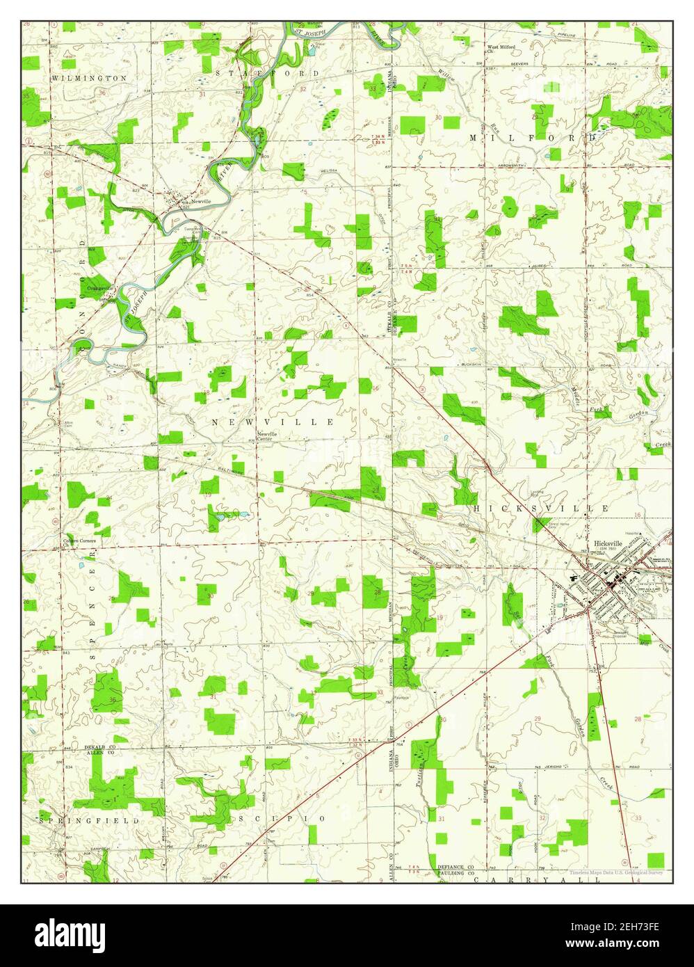 Hicksville, Indiana, map 1958, 124000, United States of America by