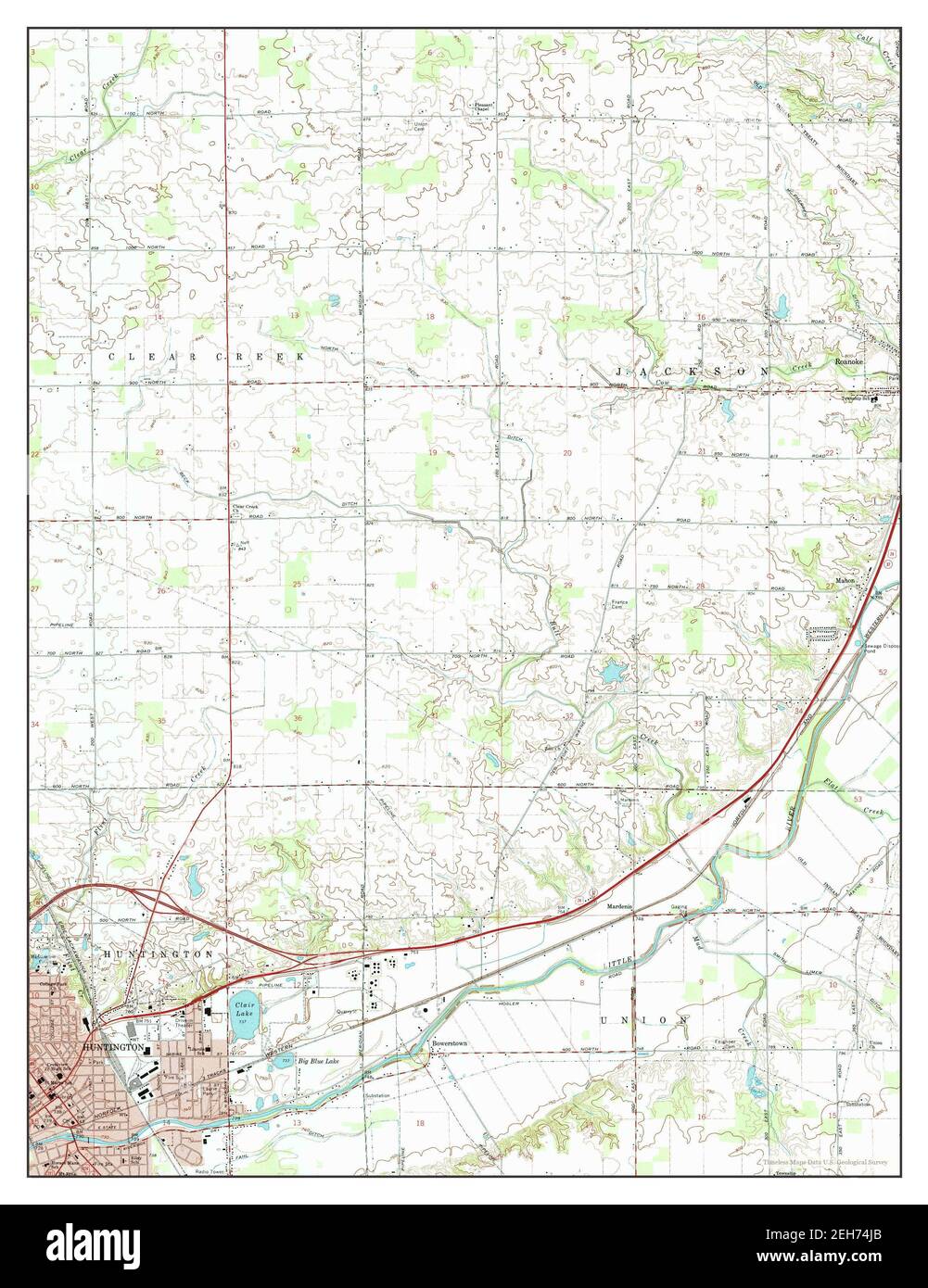 Huntington, Indiana, map 1972, 1:24000, United States of America by Timeless Maps, data U.S ...