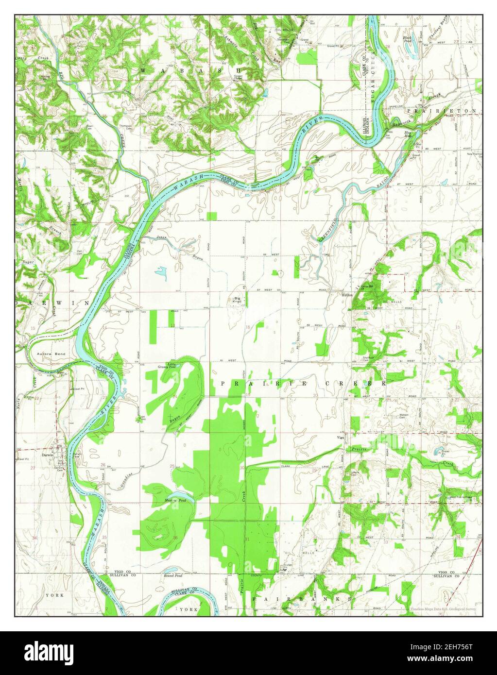 Hutton, Indiana, map 1964, 124000, United States of America by