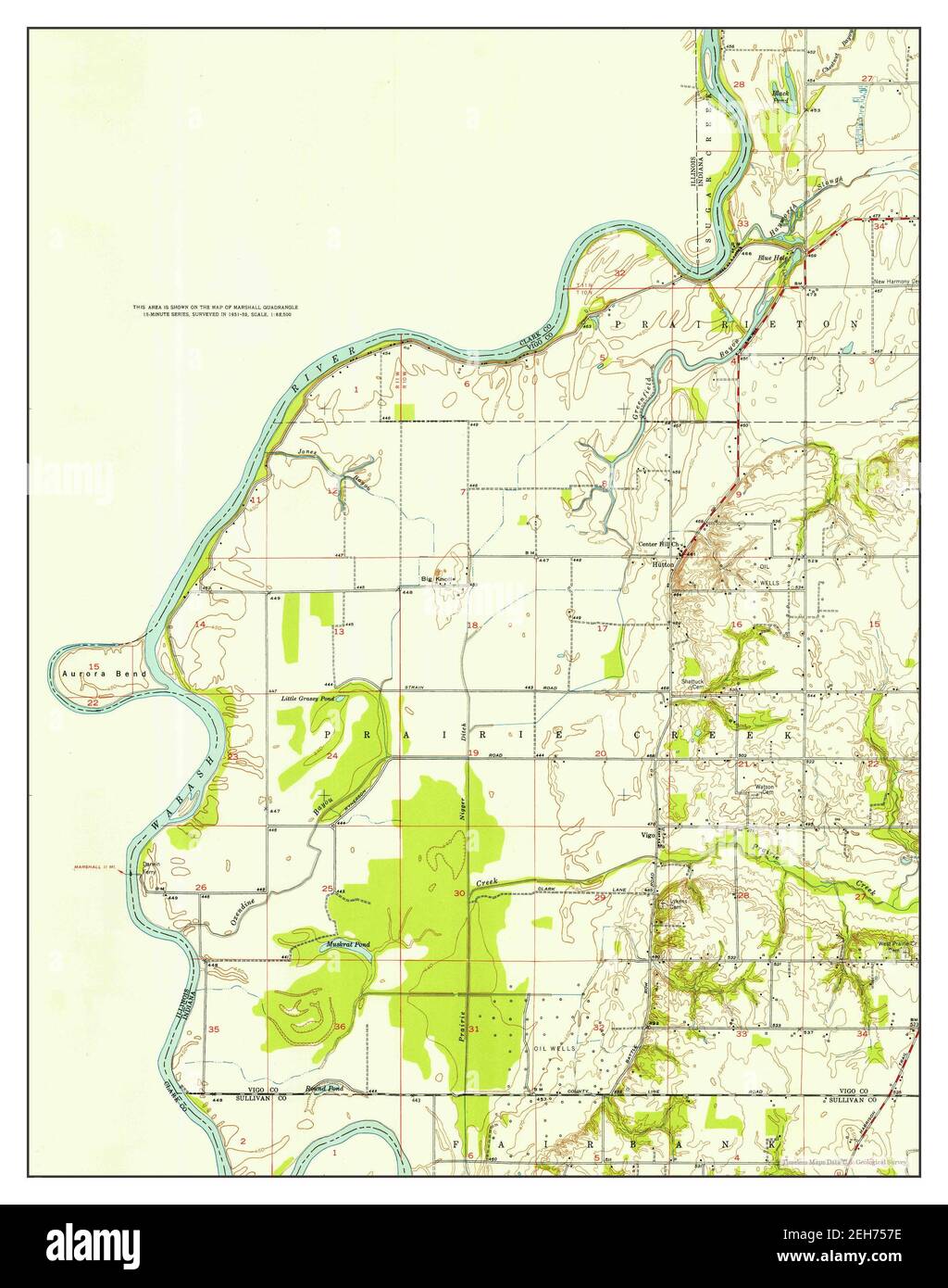 Hutton, Indiana, map 1952, 124000, United States of America by