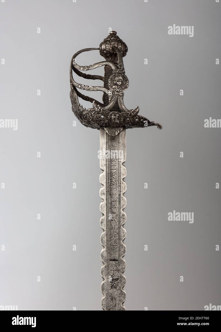 Basket hilted Sword hilt British blade German blade dated 1662 Stock Photo Alamy