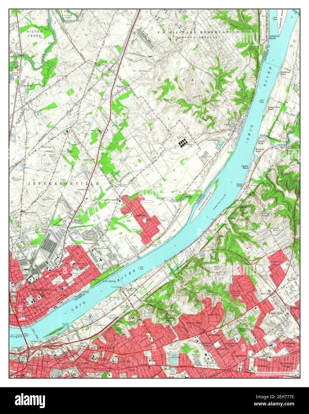 Jeffersonville, Indiana, map 1965, 1:24000, United States of America by Timeless Maps, data U.S. Geological Survey Stock Photo