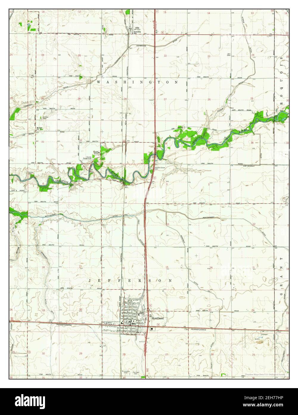 Kentland, Indiana, map 1961, 1:24000, United States of America by Timeless Maps, data U.S. Geological Survey Stock Photo