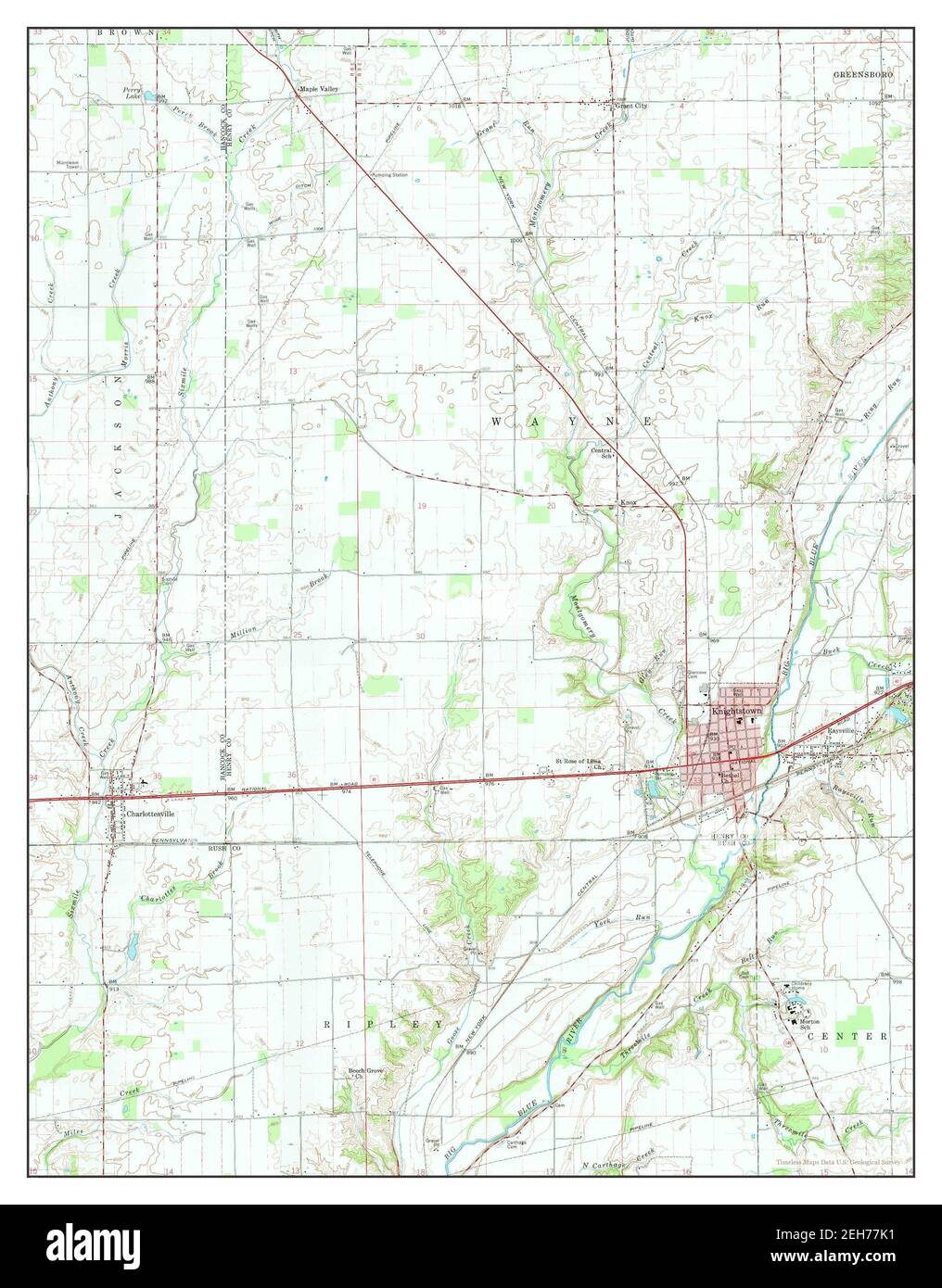 Knightstown, Indiana, map 1960, 124000, United States of America by