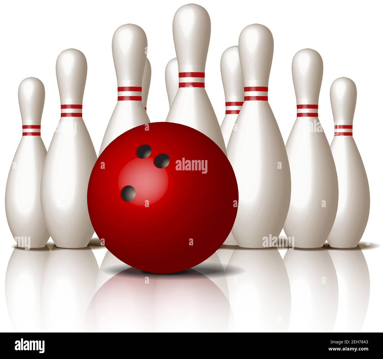 realistic vector bowling icon, isolated on white background, red ball. Stock Vector