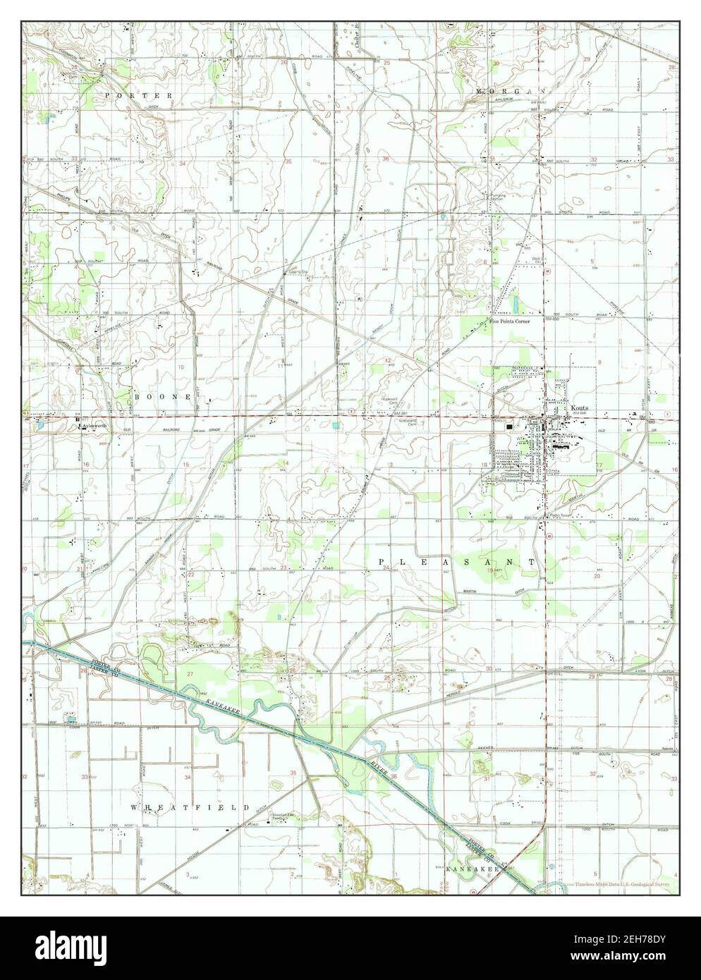 Kouts, Indiana, map 1992, 1:24000, United States of America by Timeless