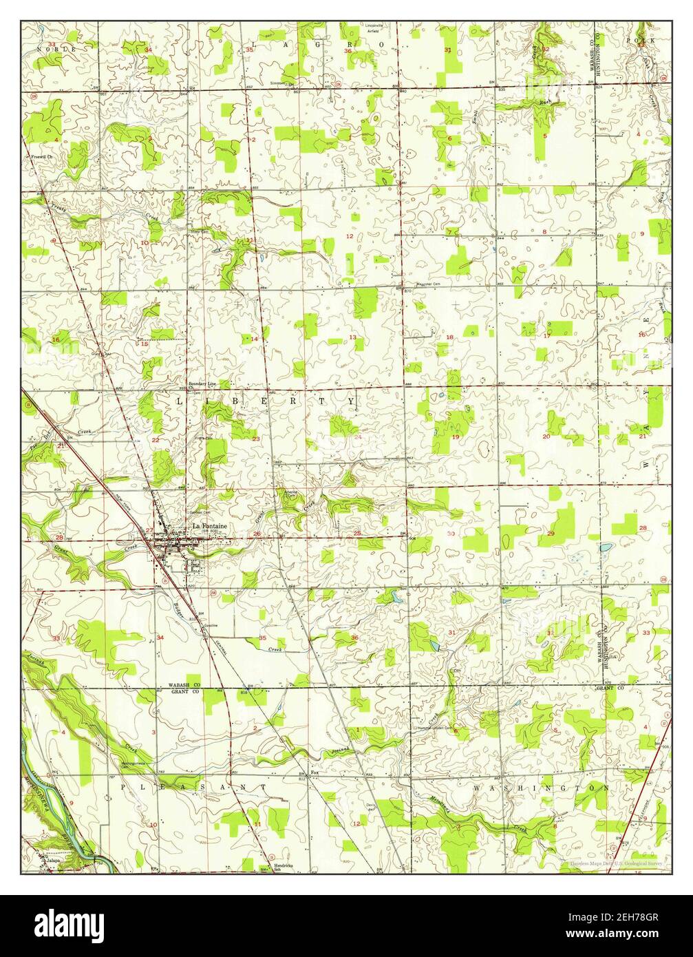 La Fontaine, Indiana, map 1953, 124000, United States of America by