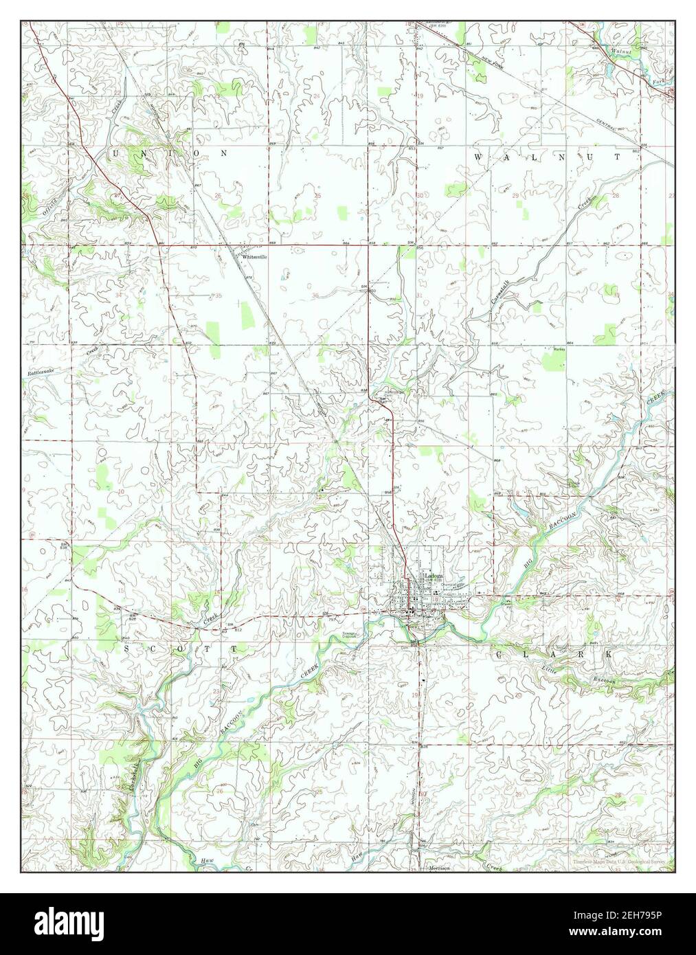 Ladoga, Indiana, map 1958, 1:24000, United States of America by Timeless Maps, data U.S. Geological Survey Stock Photo
