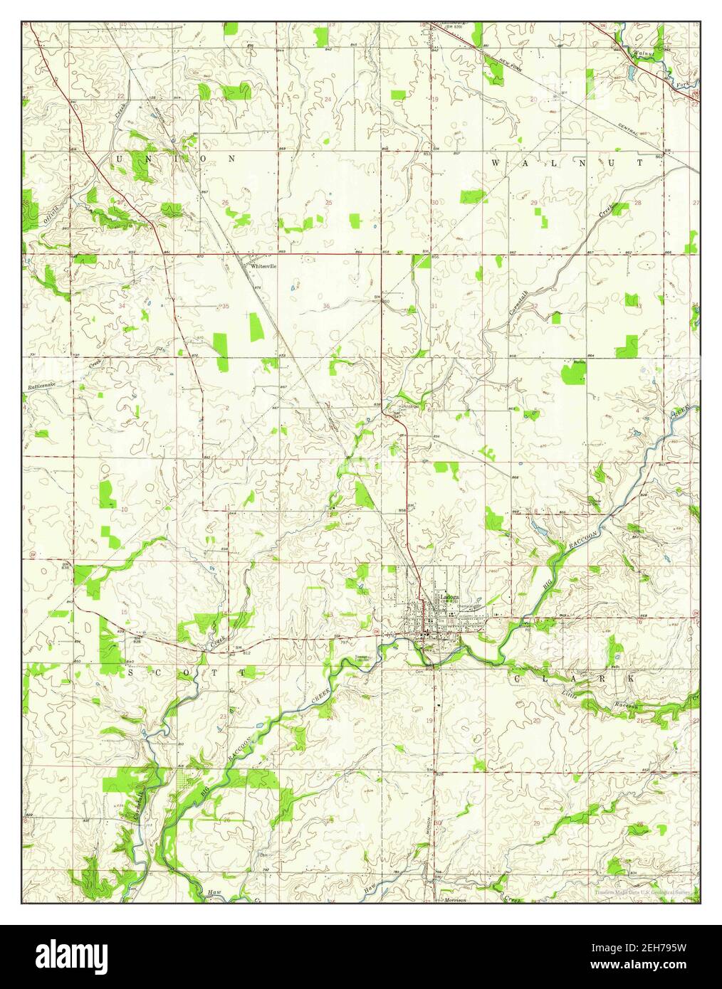 Ladoga, Indiana, map 1958, 1:24000, United States of America by Timeless Maps, data U.S. Geological Survey Stock Photo