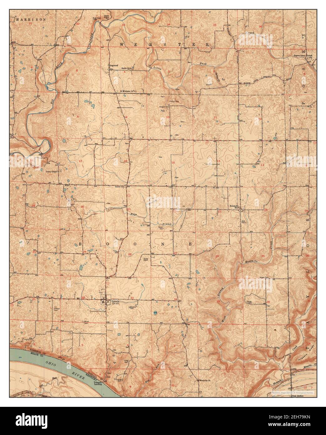 Laconia, Indiana, map 1950, 124000, United States of America by