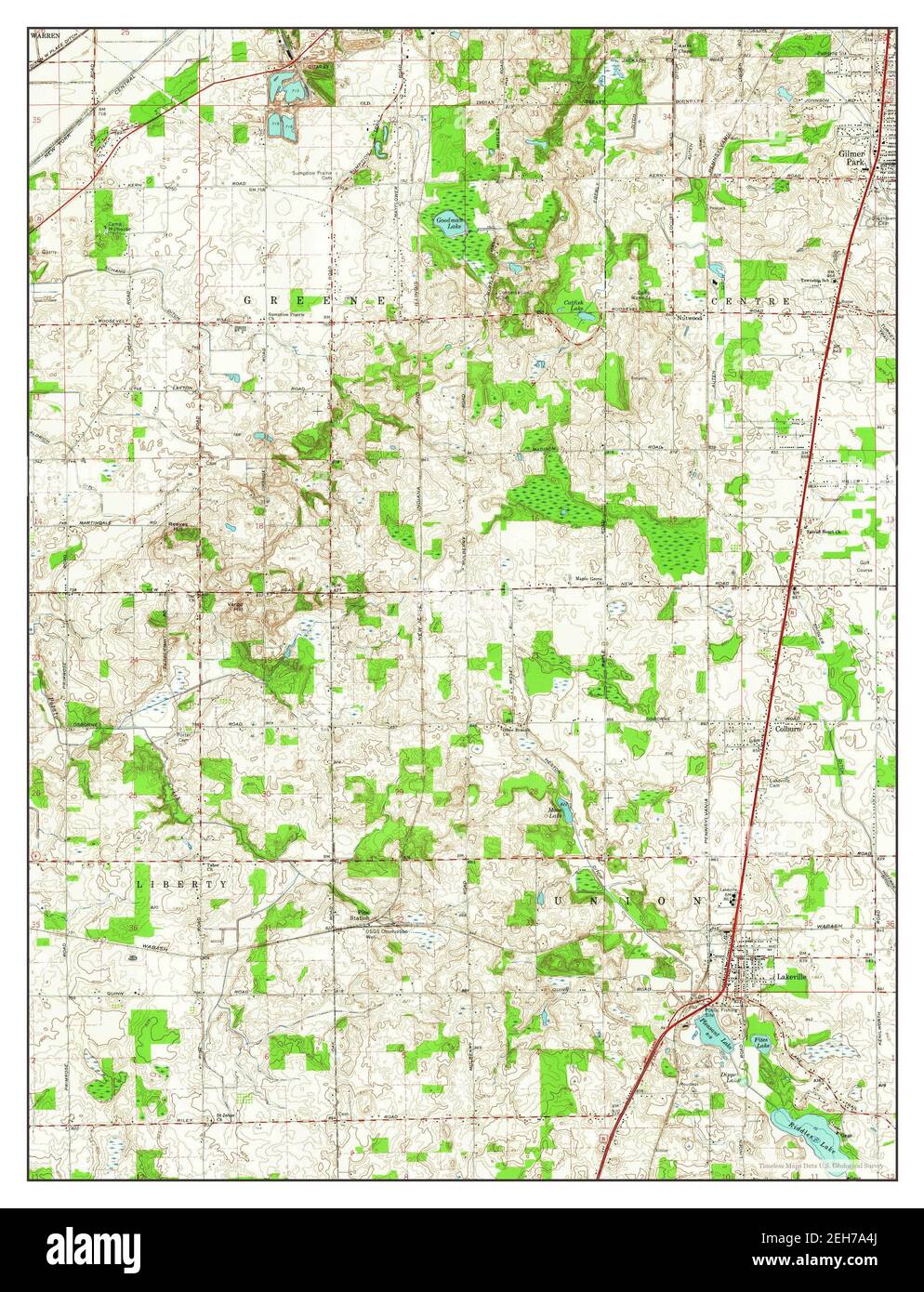 Lakeville, Indiana, map 1958, 1:24000, United States of America by Timeless Maps, data U.S. Geological Survey Stock Photo