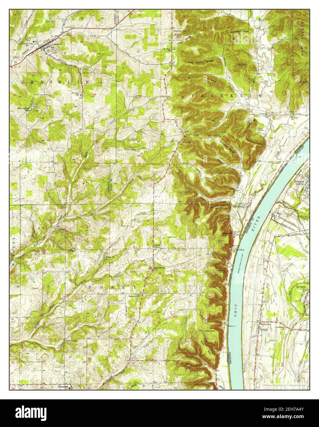 Lanesville, Indiana, map 1955, 124000, United States of America by
