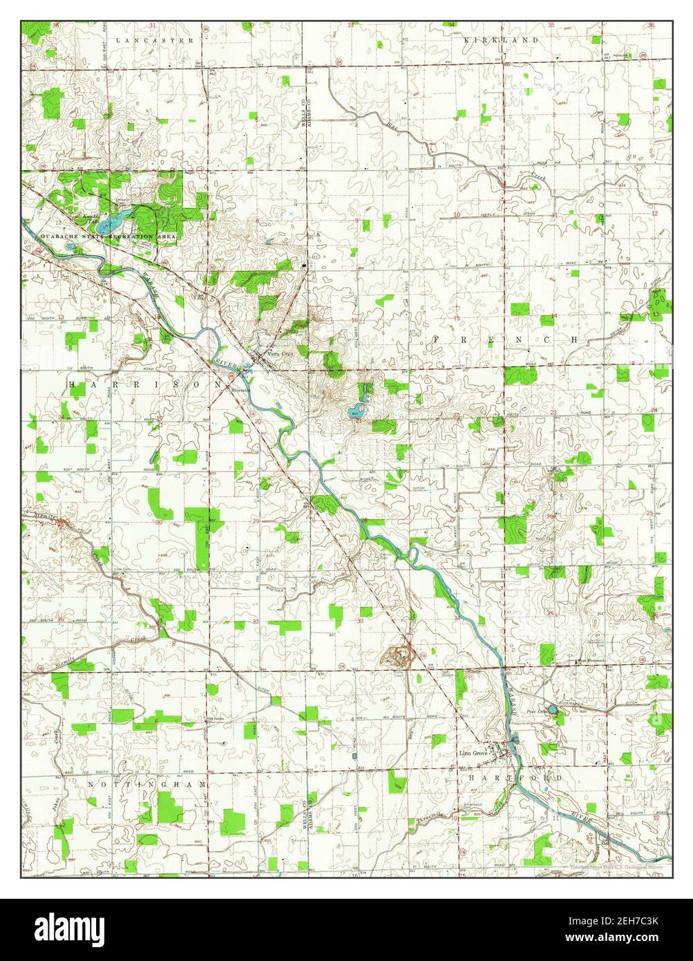Linn Grove, Indiana, map 1962, 124000, United States of America by