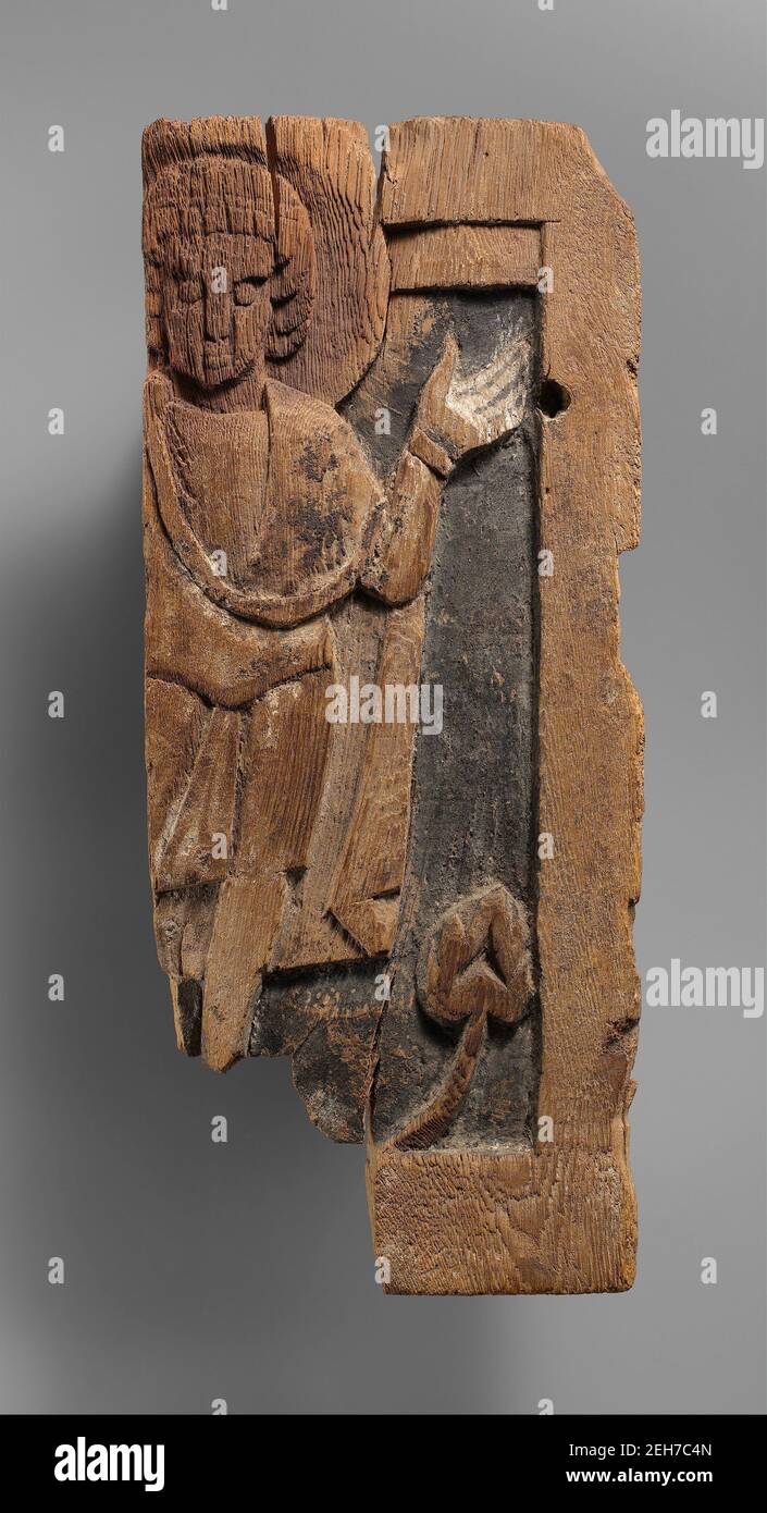 Fragmentary Carved Panel with a Saint, Egypt, 6th-7th century. Stock Photo