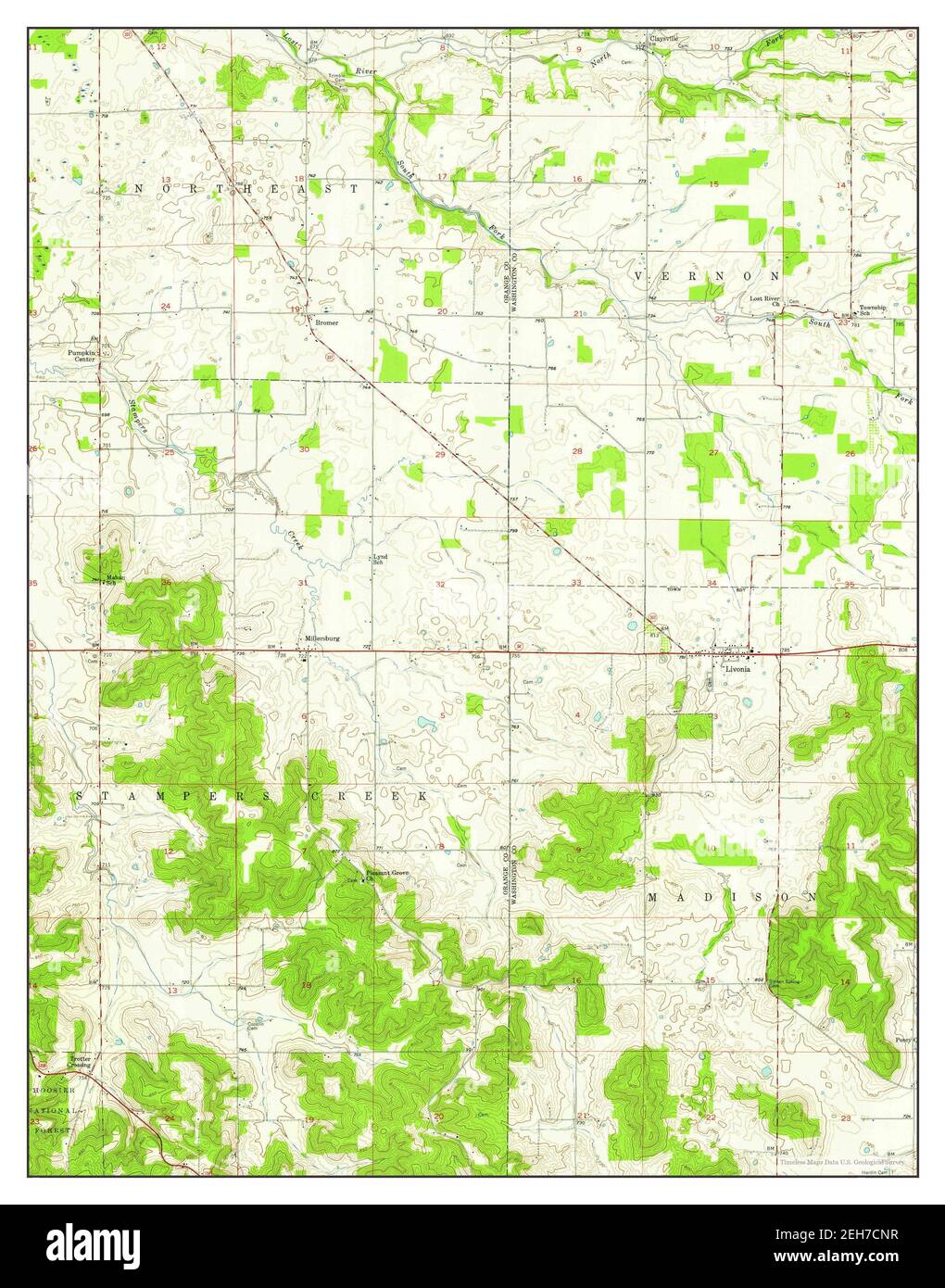 Livonia, Indiana, map 1957, 1:24000, United States of America by Timeless Maps, data U.S. Geological Survey Stock Photo