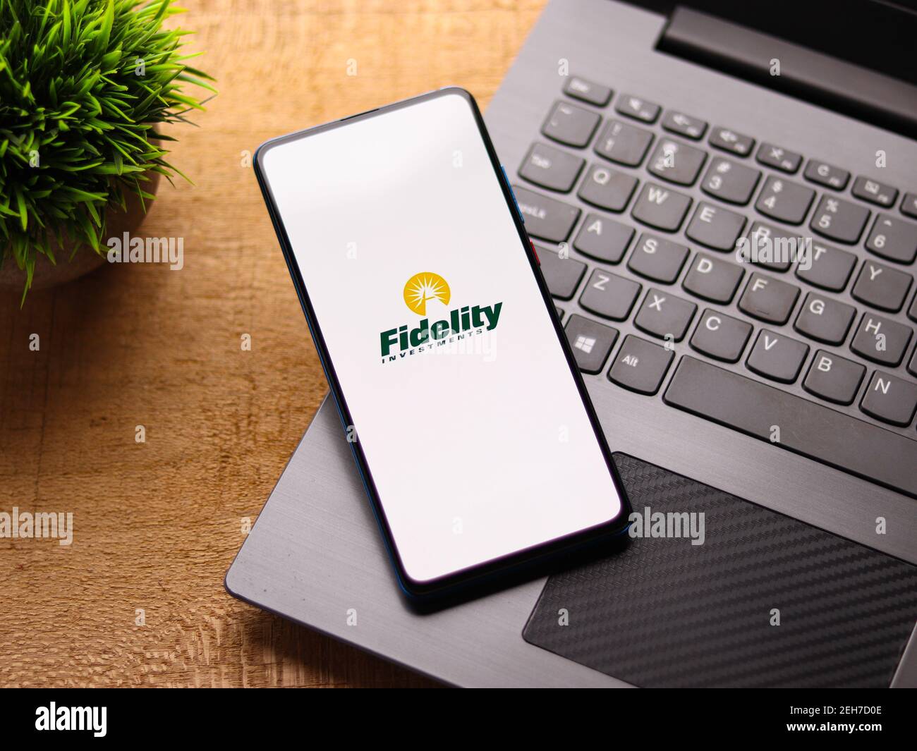 Assam, india - February 19, 2021 : Fidelity Investments logo on phone screen stock image. Stock Photo