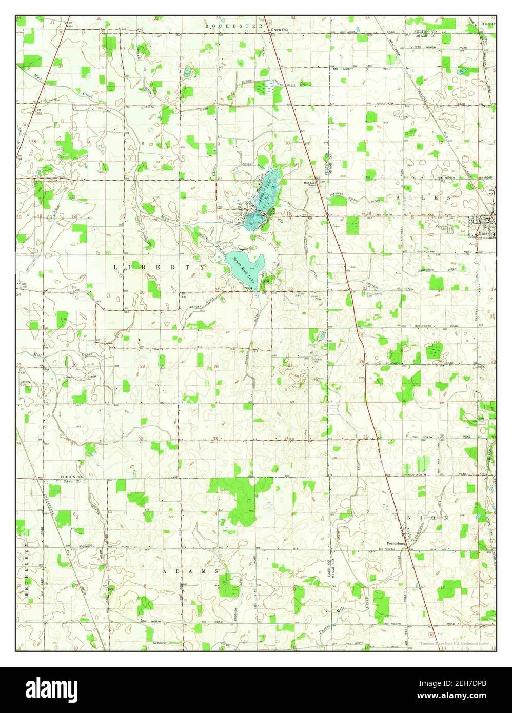 Macy, Indiana, map 1960, 124000, United States of America by Timeless