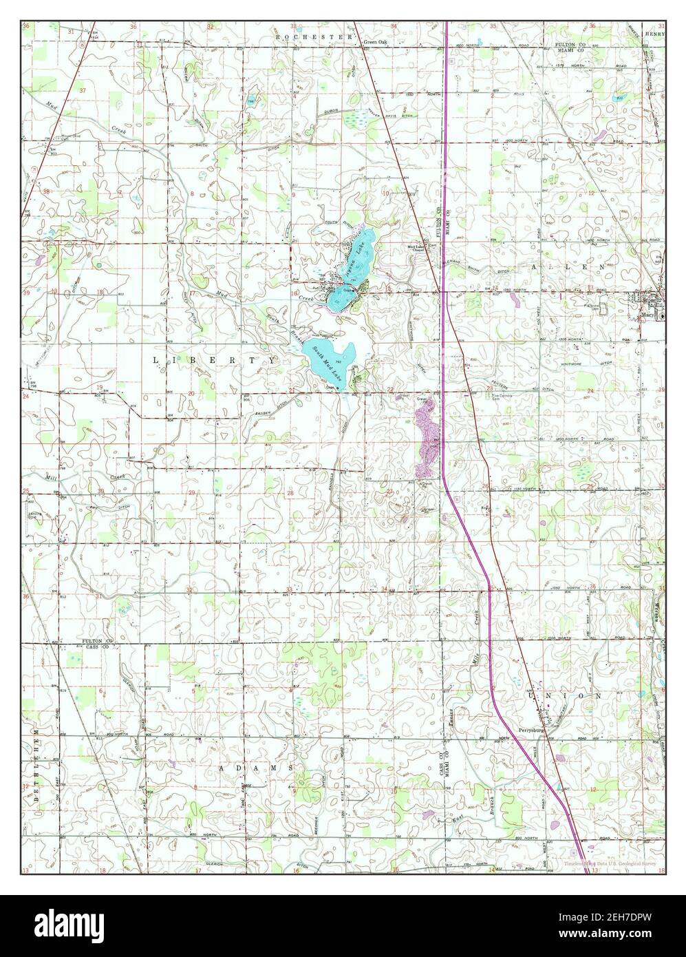 Macy, Indiana, map 1960, 124000, United States of America by Timeless