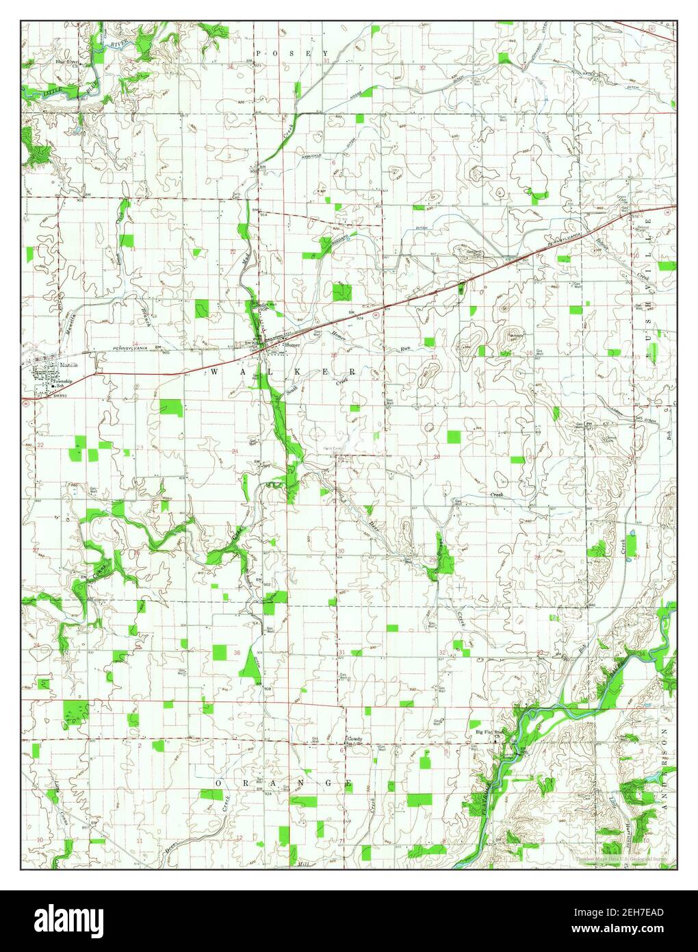 Manilla, Indiana, map 1960, 1:24000, United States of America by Timeless Maps, data U.S. Geological Survey Stock Photo