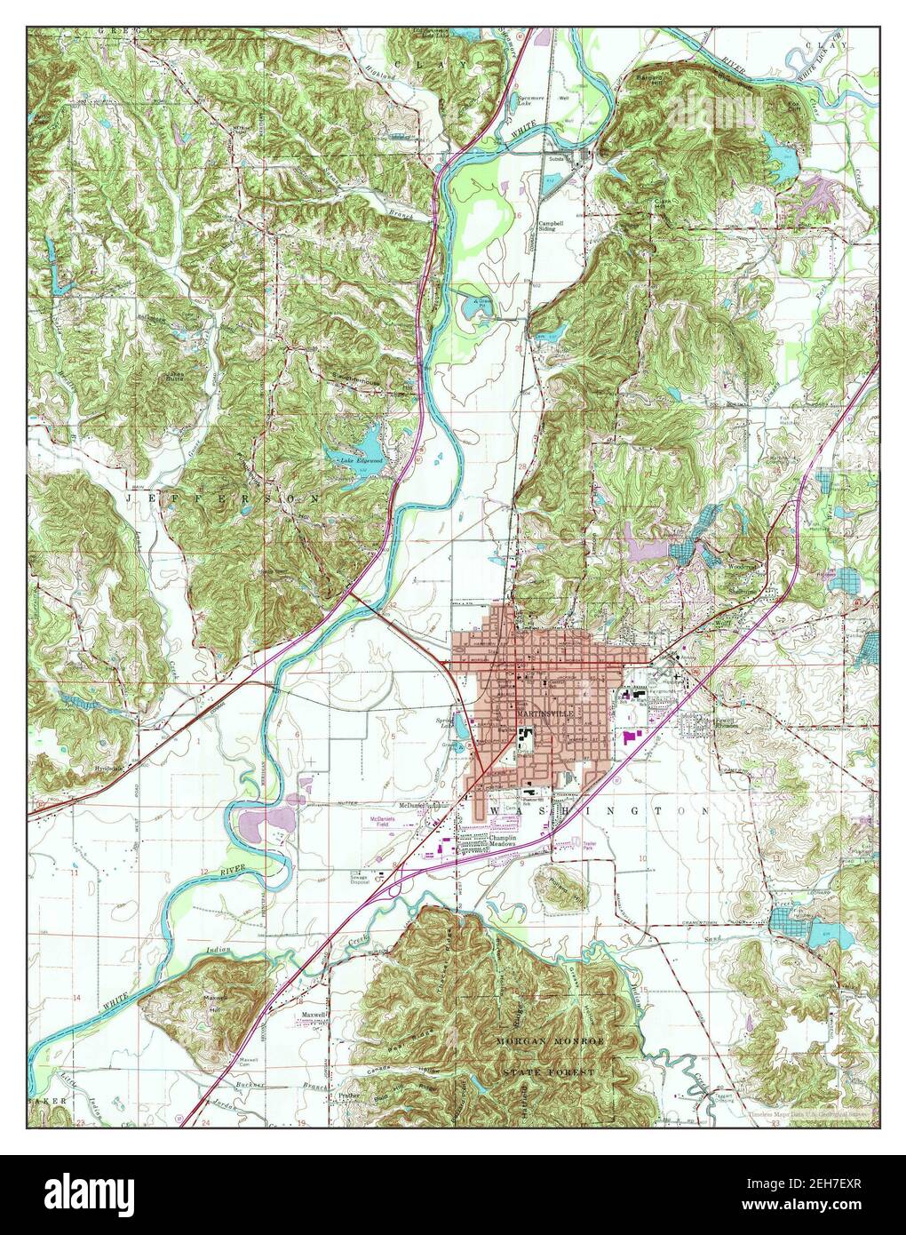 Martinsville, Indiana, map 1965, 124000, United States of America by