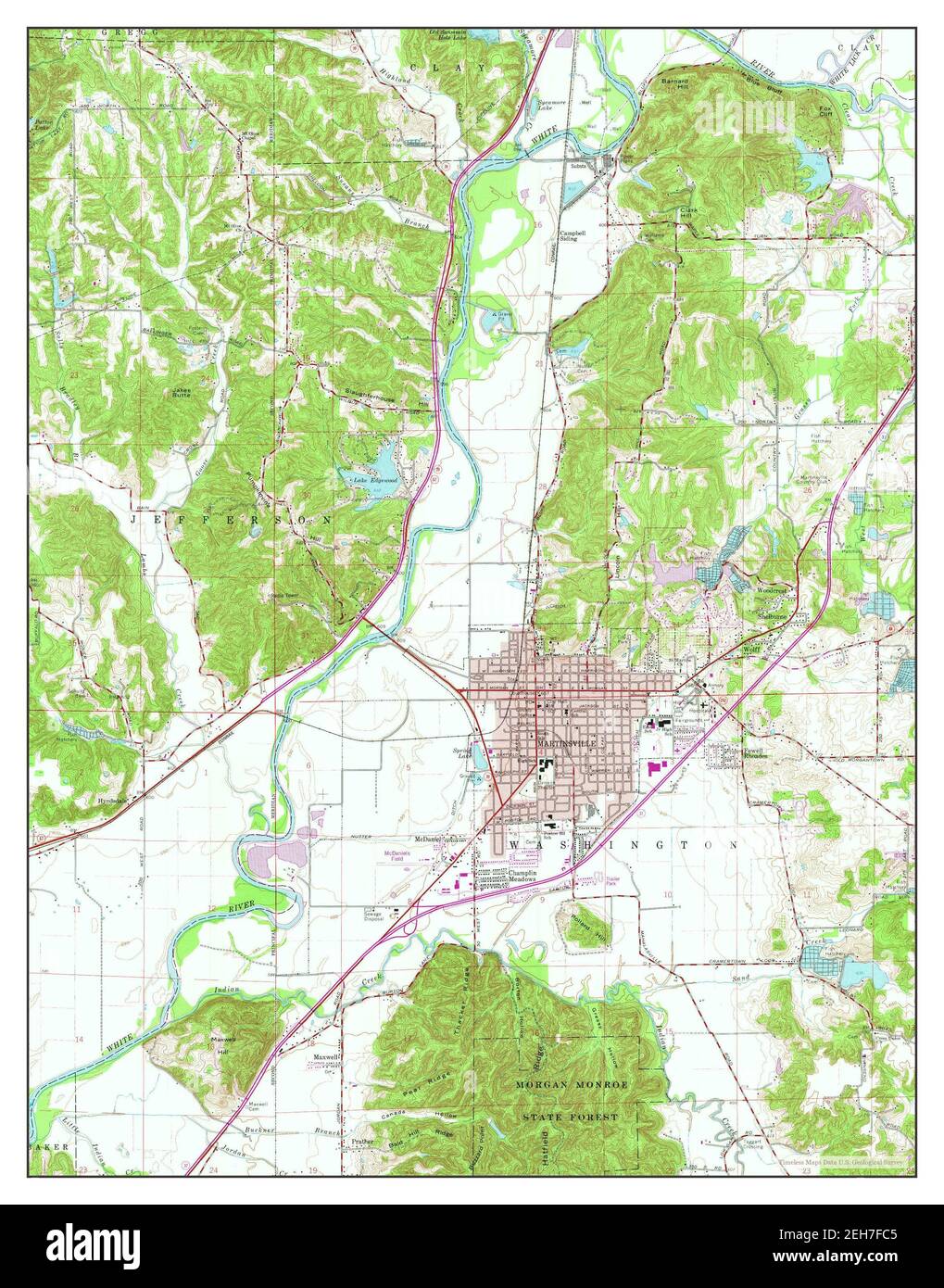 Map Of Martinsville Indiana Martinsville, Indiana, Map 1965, 1:24000, United States Of America By  Timeless Maps, Data U.s. Geological Survey Stock Photo - Alamy
