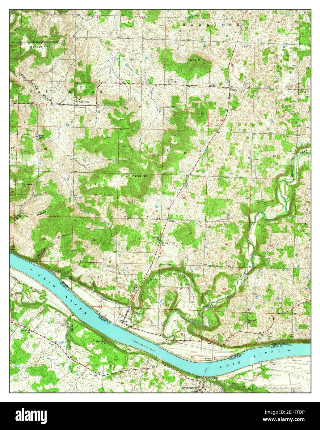 Mauckport, Indiana, map 1950, 124000, United States of America by