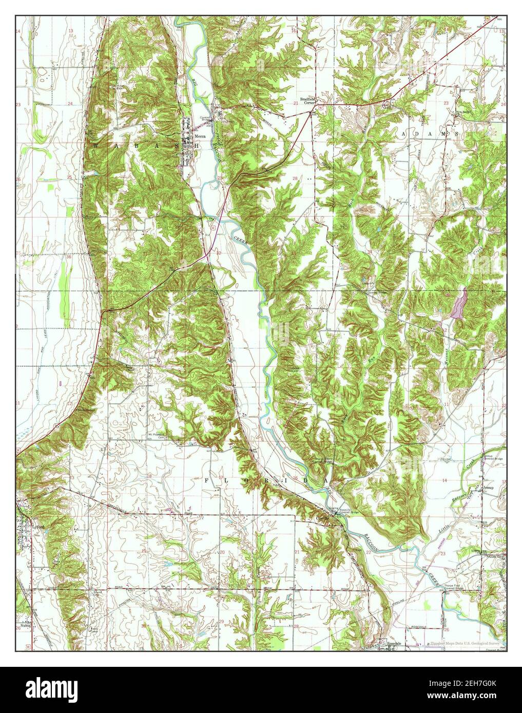 Mecca, Indiana, map 1963, 124000, United States of America by Timeless