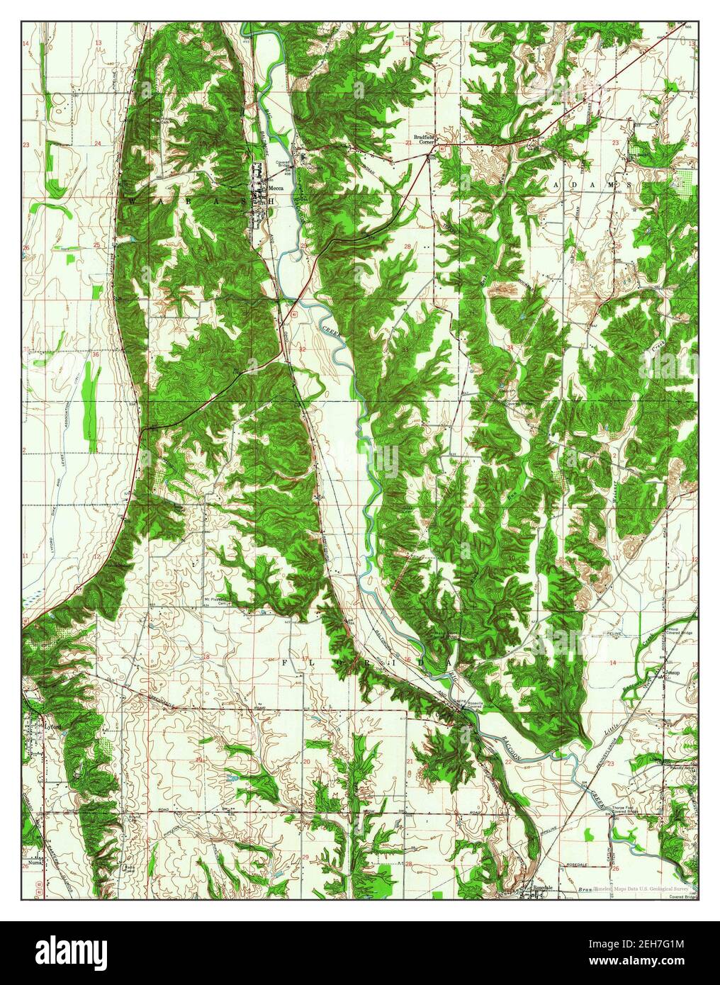 Mecca, Indiana, map 1963, 124000, United States of America by Timeless