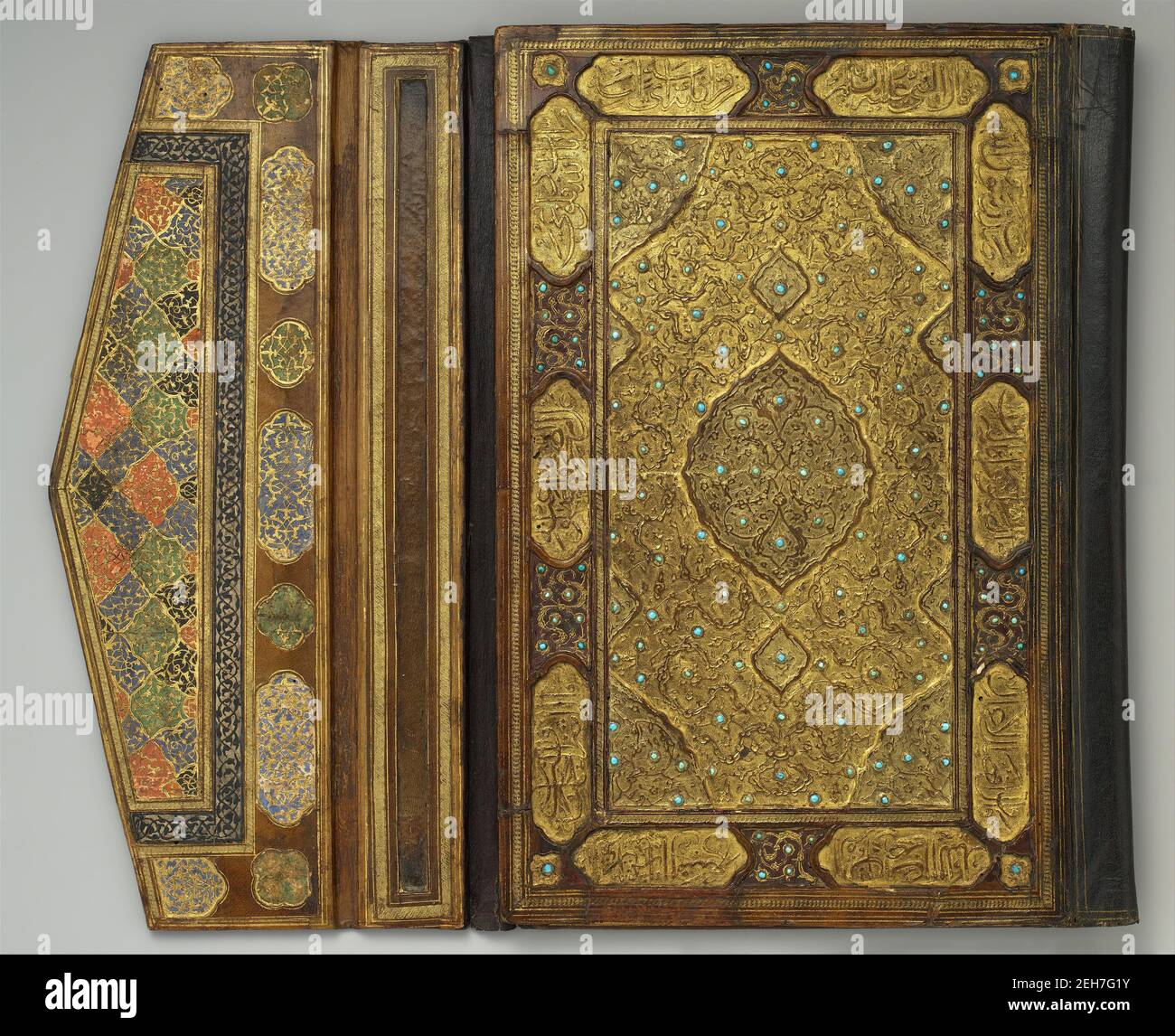 Islamic Bookbinding Qur'an Bookbinding Inset with Turquoise, Iran, 16th century Stock Photo ...