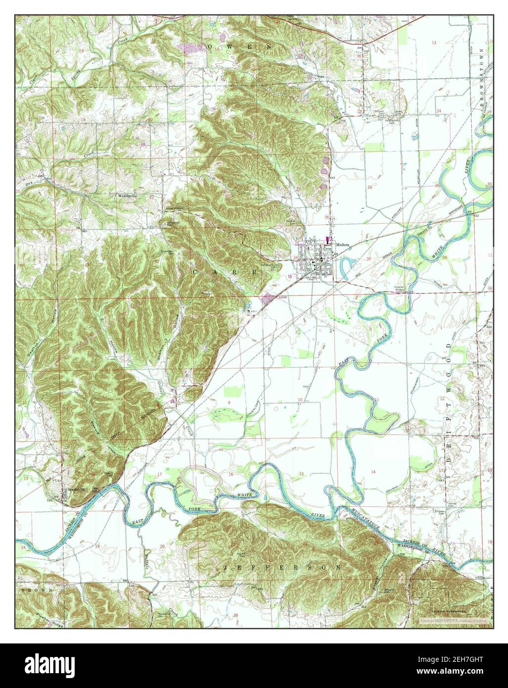 Medora, Indiana, map 1959, 124000, United States of America by