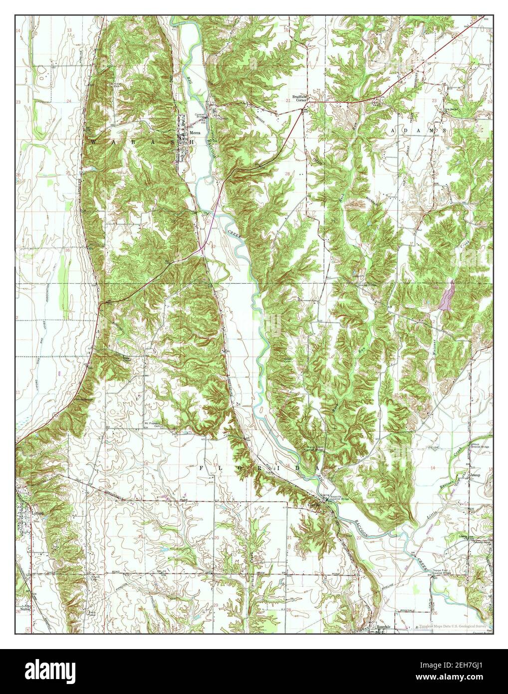 Mecca, Indiana, map 1963, 124000, United States of America by Timeless