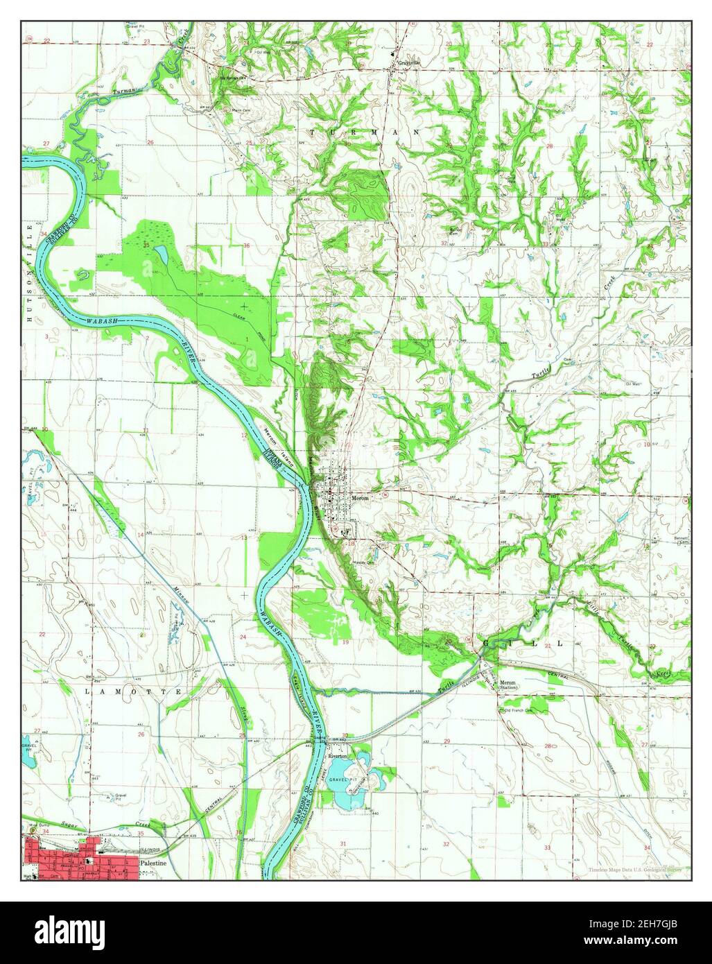 Merom, Indiana, map 1966, 124000, United States of America by Timeless