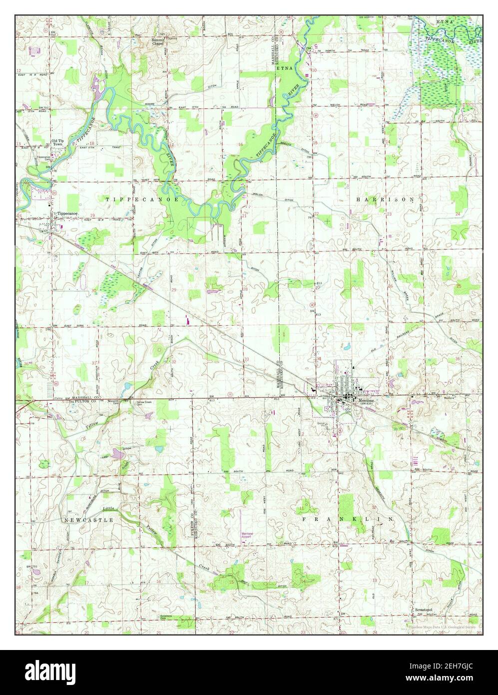 Mentone, Indiana, map 1959, 124000, United States of America by