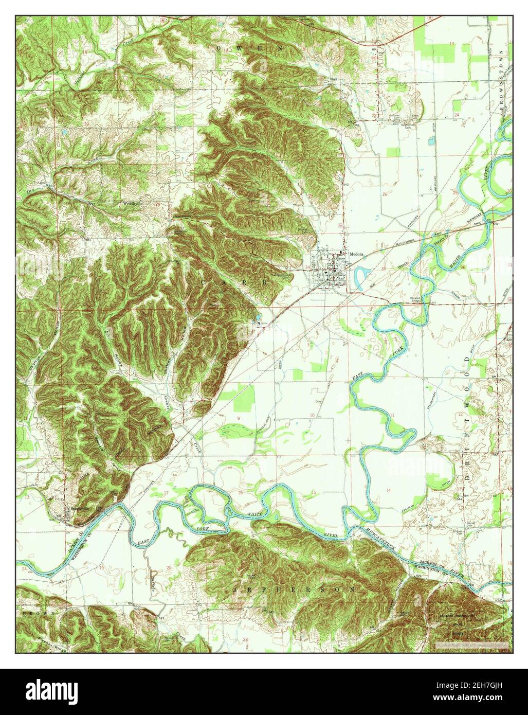 Medora, Indiana, map 1959, 124000, United States of America by