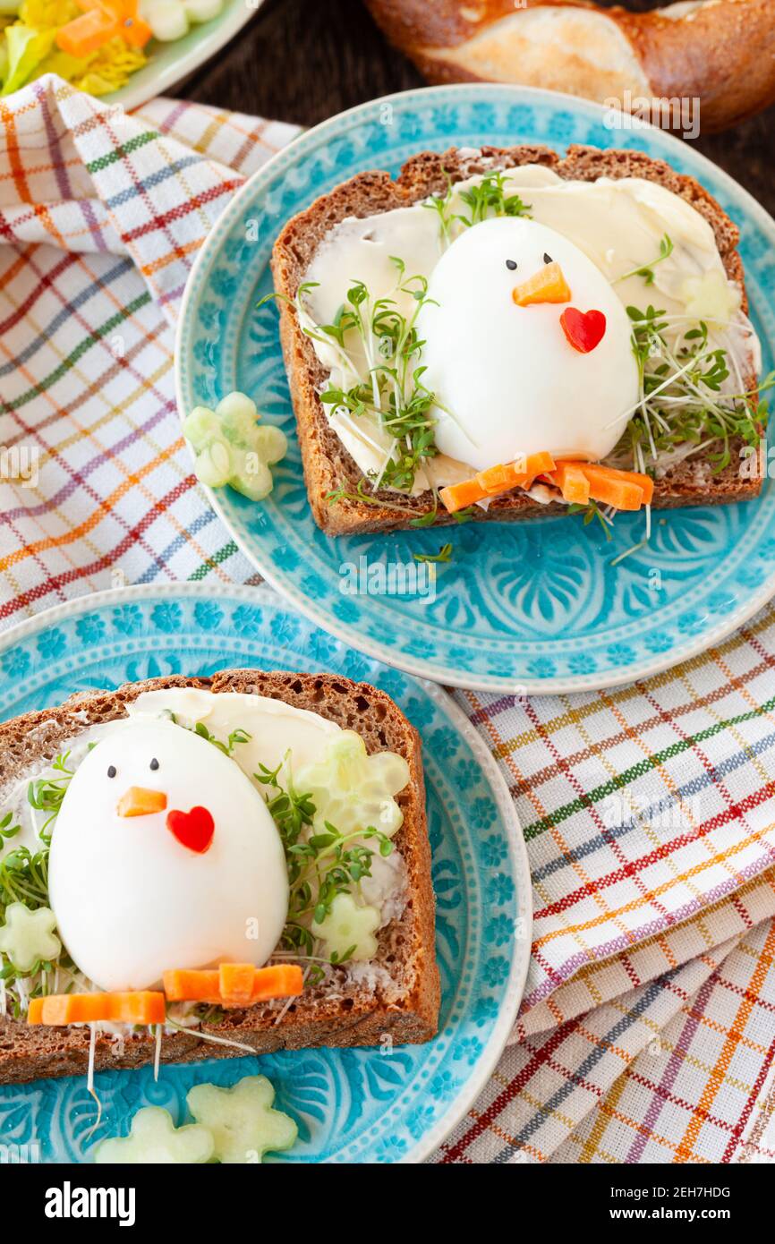 Slice of bread with butter and egg Stock Photo Alamy