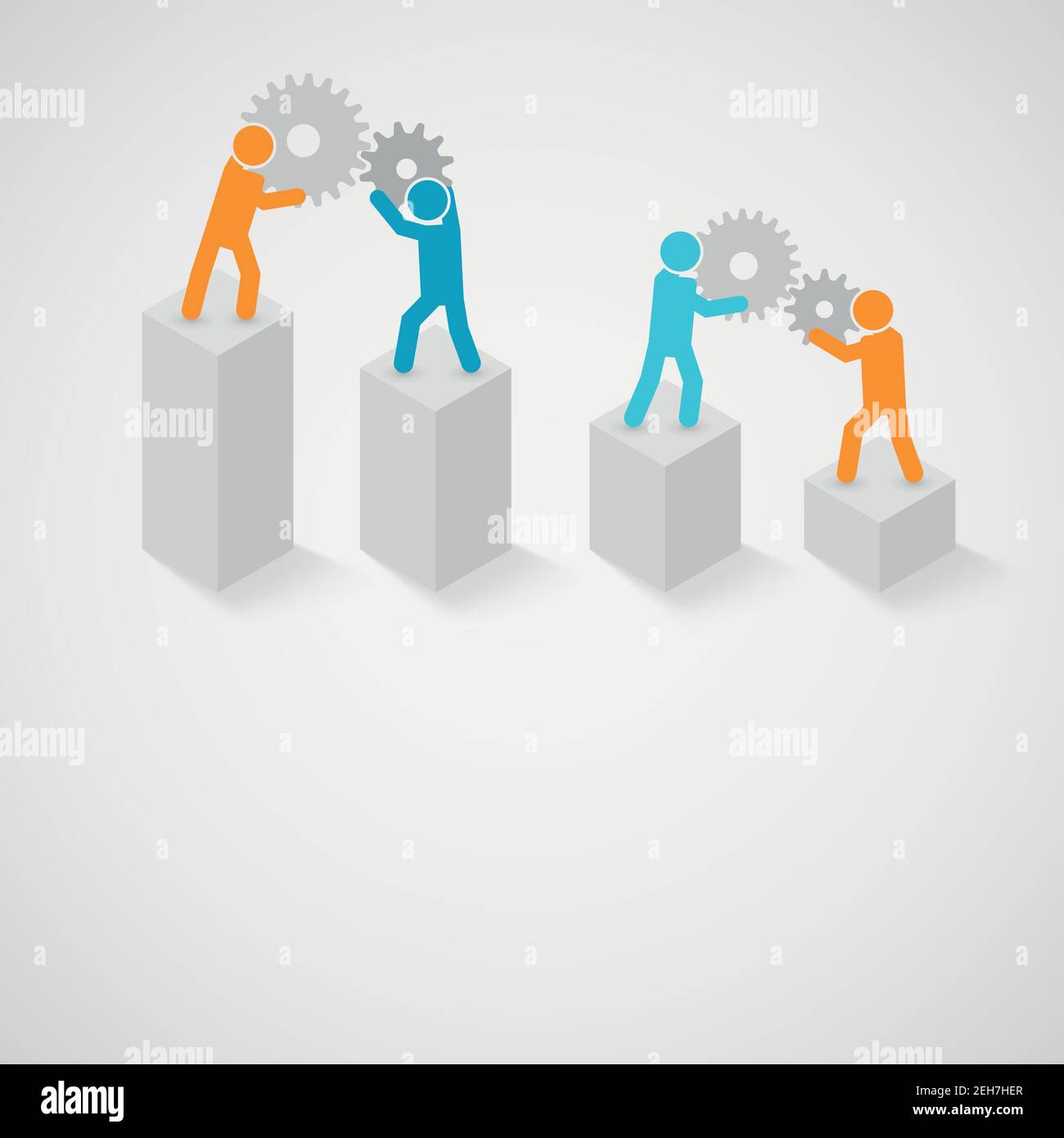 People Joining Cogs Stock Vector