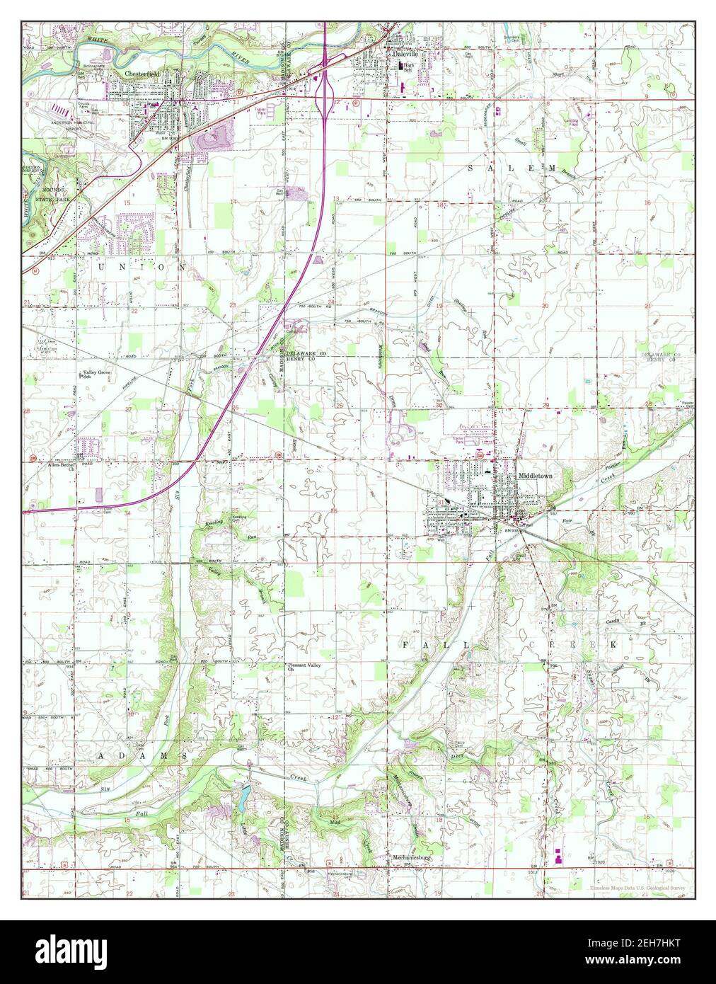 Middletown, Indiana, map 1960, 124000, United States of America by Timeless Maps, data U.S