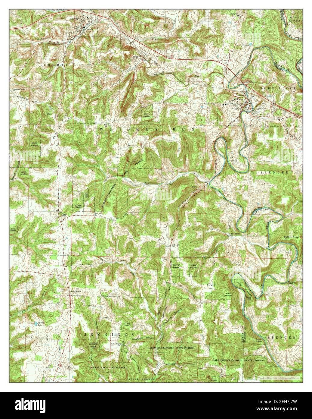 Milltown, Indiana, map 1962, 124000, United States of America by