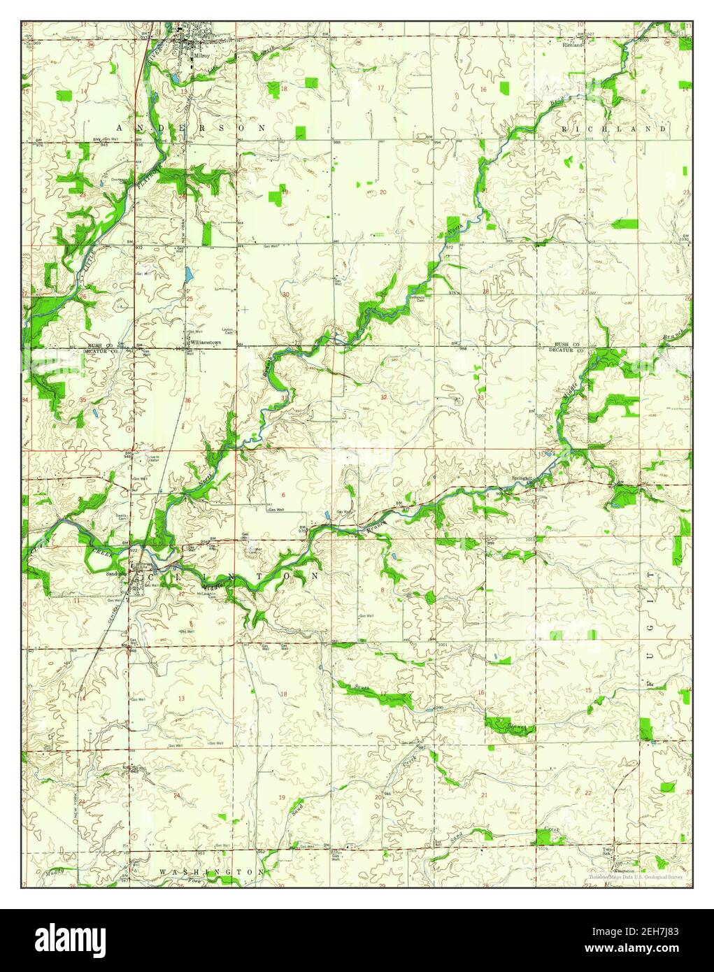 Milroy, Indiana, map 1959, 124000, United States of America by