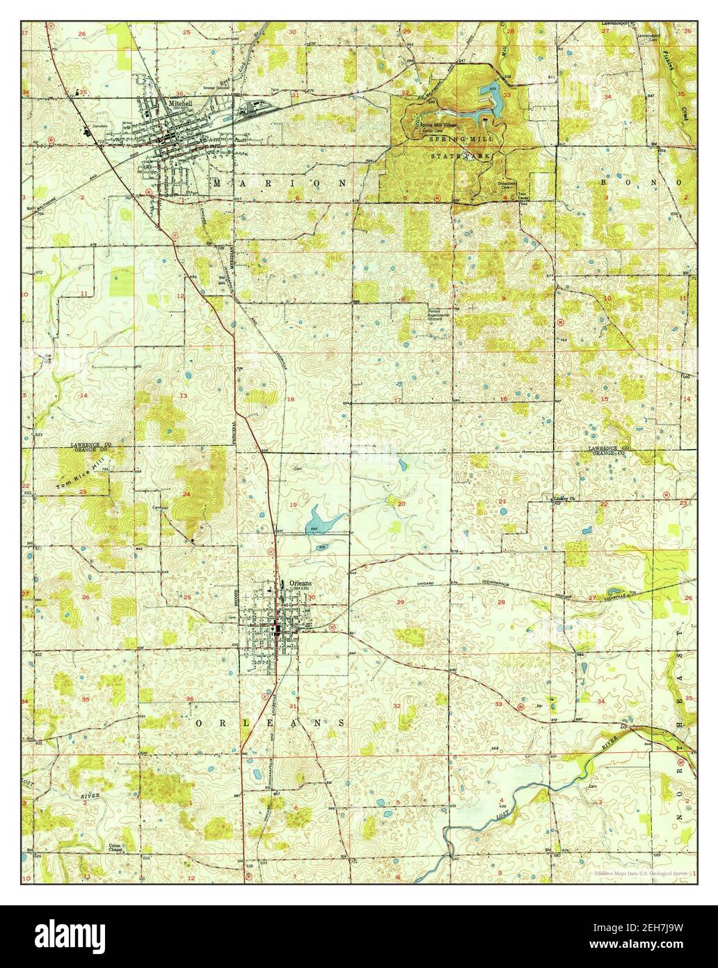 Mitchell, Indiana, map 1950, 124000, United States of America by