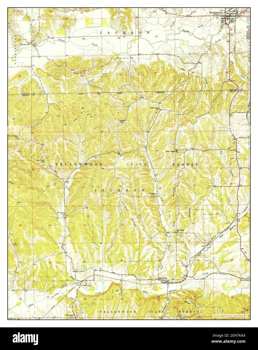 Indiana, map 1950, 124000, United States of America by