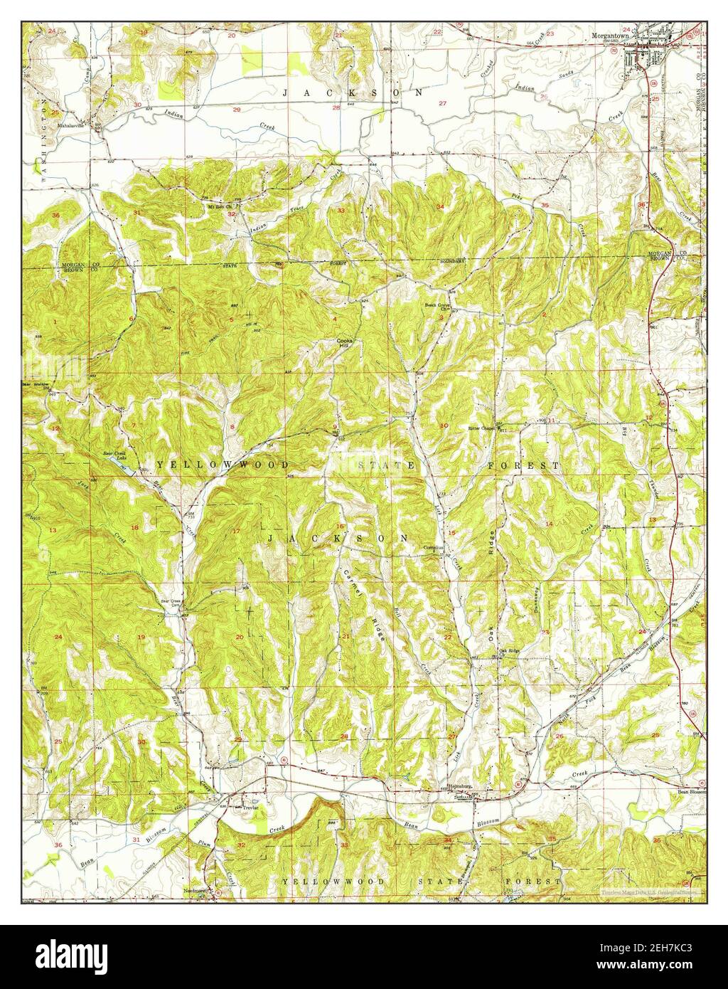 Indiana, map 1948, 124000, United States of America by